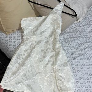 off the shoulder white dress